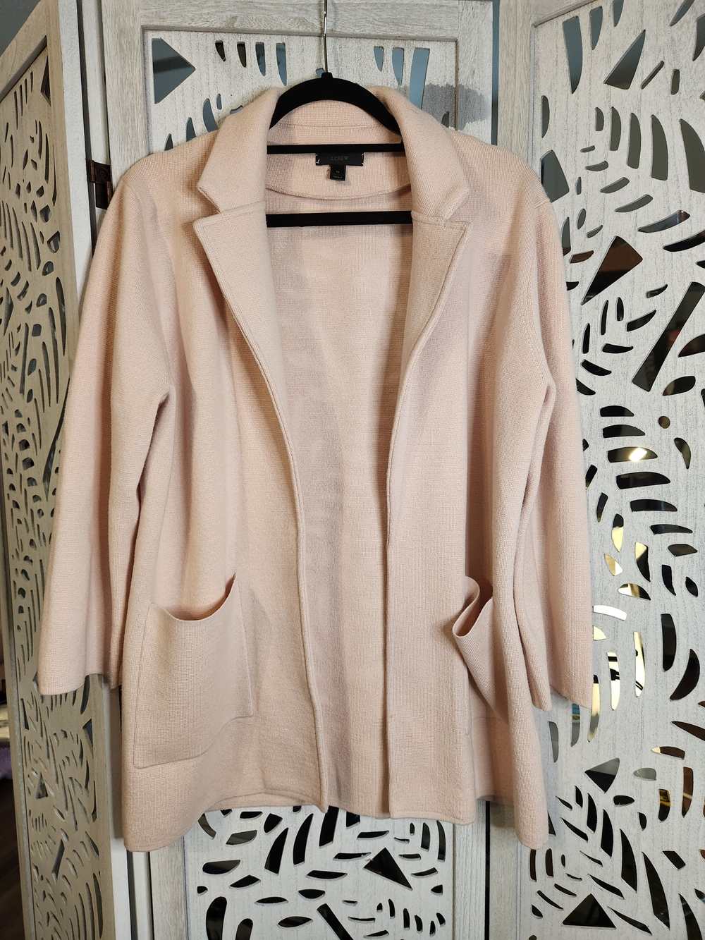 J. Crew Open-Front Blazer Jacket in Pale Pink